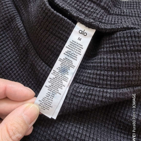 ALO Yoga Women's Black Waffle Knit Joggers - Picture 7 of 10